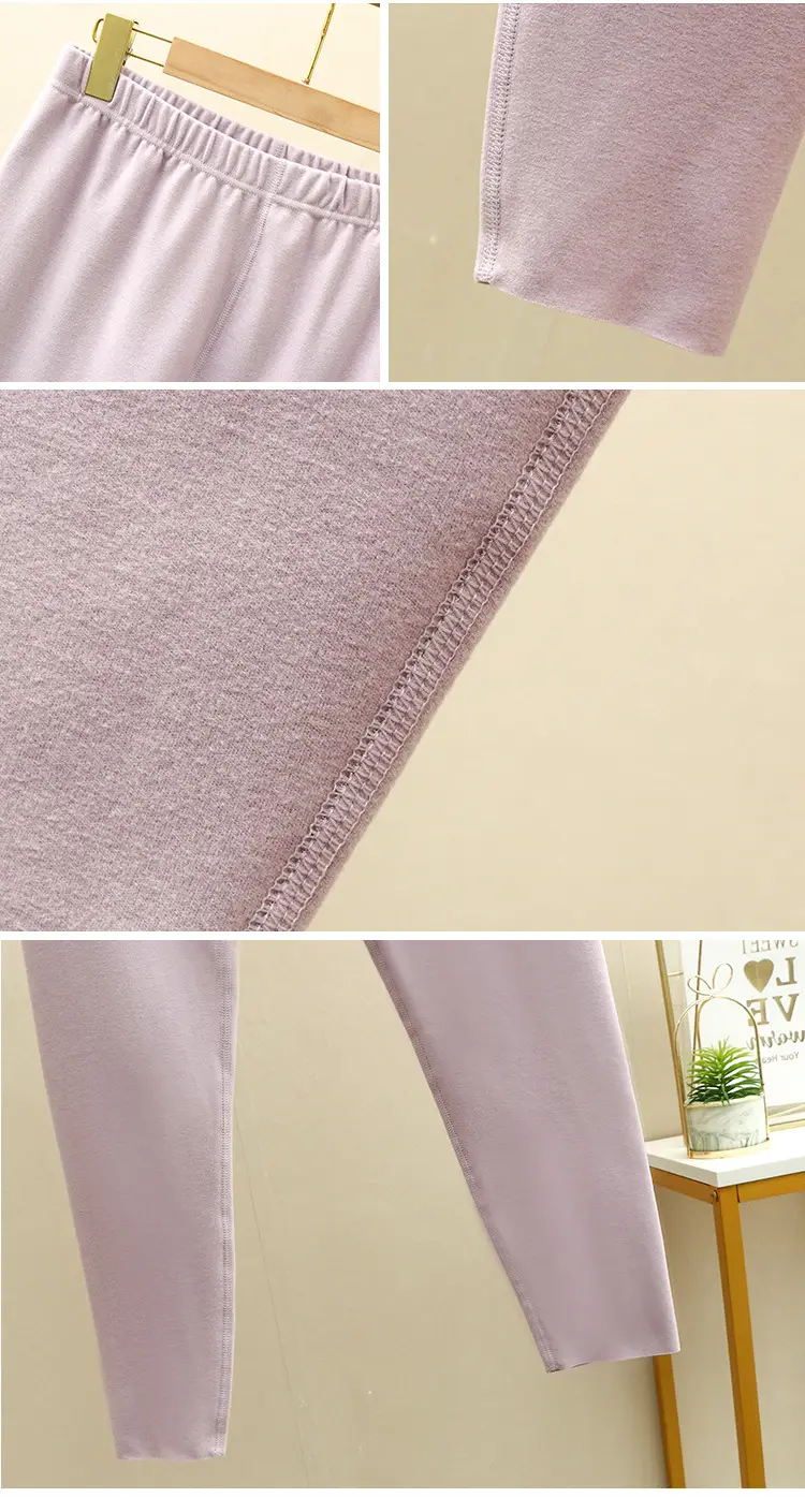 Women Velvet Padded Long Pants Lavender Large — feature 9