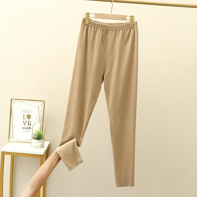 Women Velvet Padded Long Pants Lavender Large - Image 5