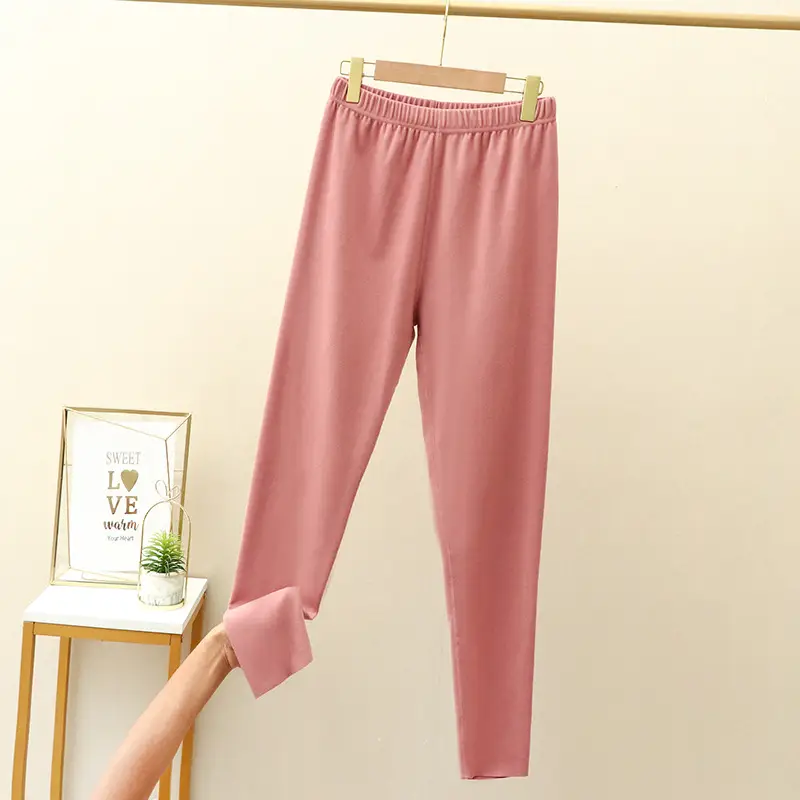 Women Velvet Padded Long Pants Lavender Large - Image 6