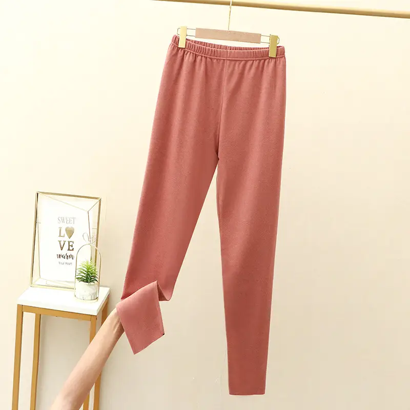 Women Velvet Padded Long Pants Lavender Large - Image 7