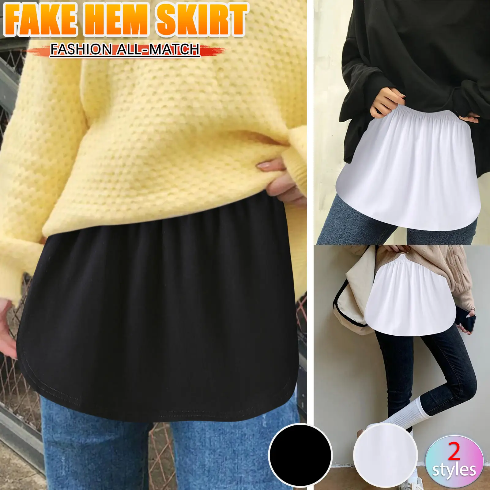 Women Pure Black Matching Skirt Casual Short Sweater - Image 3