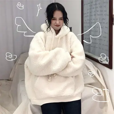 300g Velvet Fleece Tether Hooded Jacket for Women