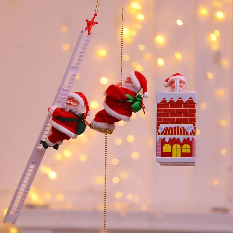 Electric Santa Climbing Ladder Christmas Decor - Image 4