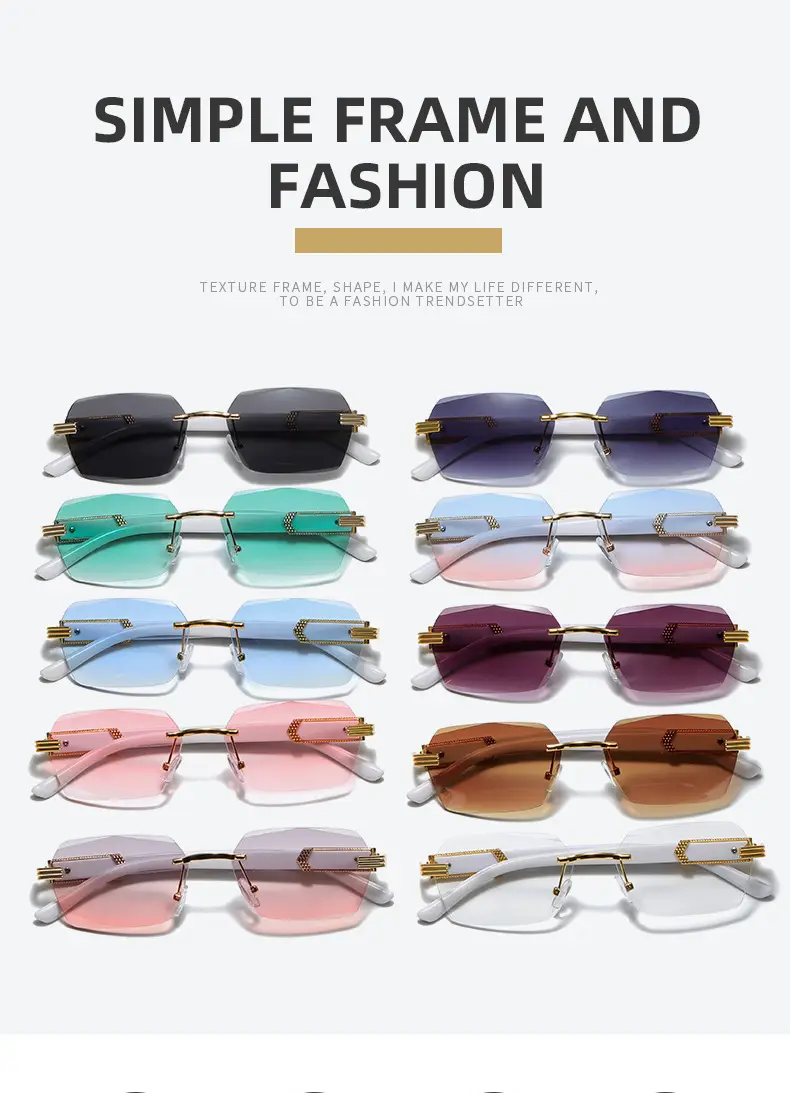 Korean Style Frameless Sunglasses Pink Gradient Marine Ins β feature 1
