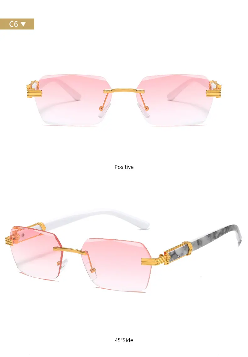 Korean Style Frameless Sunglasses Pink Gradient Marine Ins β feature 11
