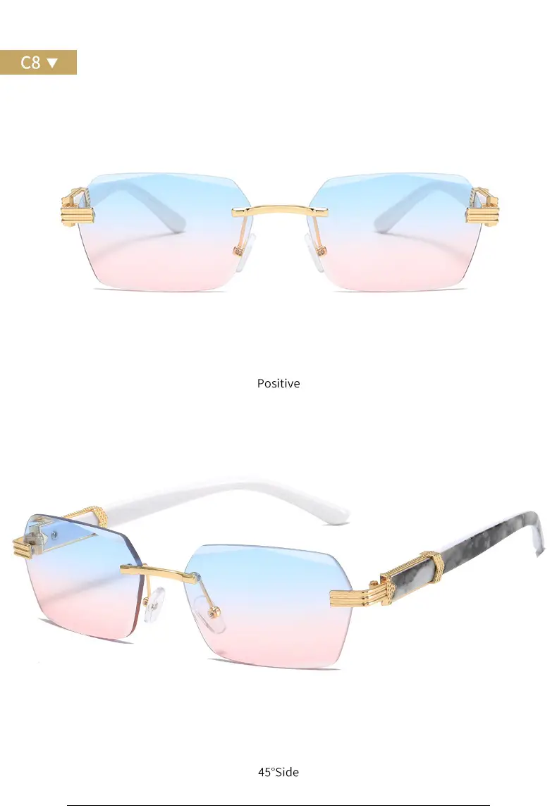 Korean Style Frameless Sunglasses Pink Gradient Marine Ins β feature 13
