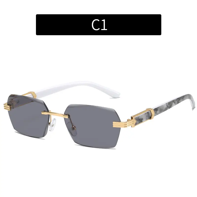 Korean Style Frameless Sunglasses Pink Gradient Marine Ins - Image 1