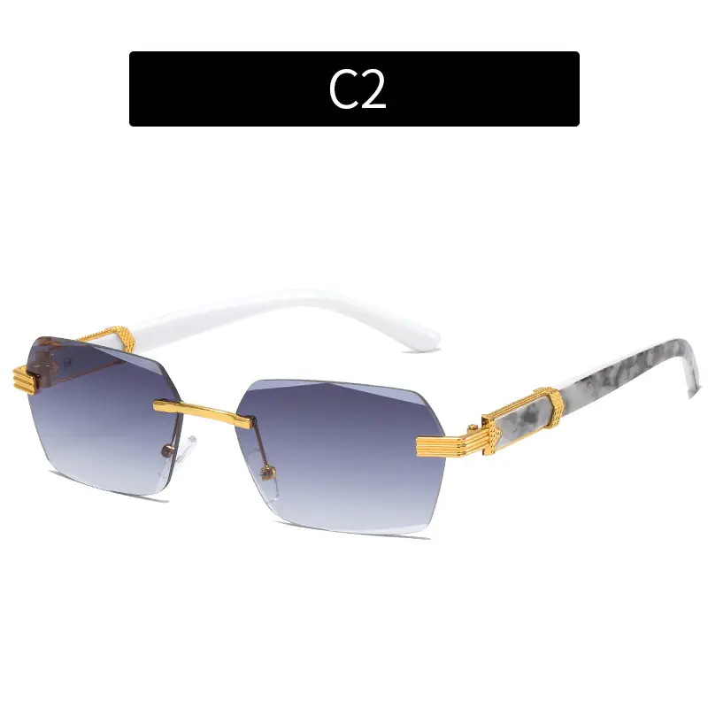 Korean Style Frameless Sunglasses Pink Gradient Marine Ins - Image 2