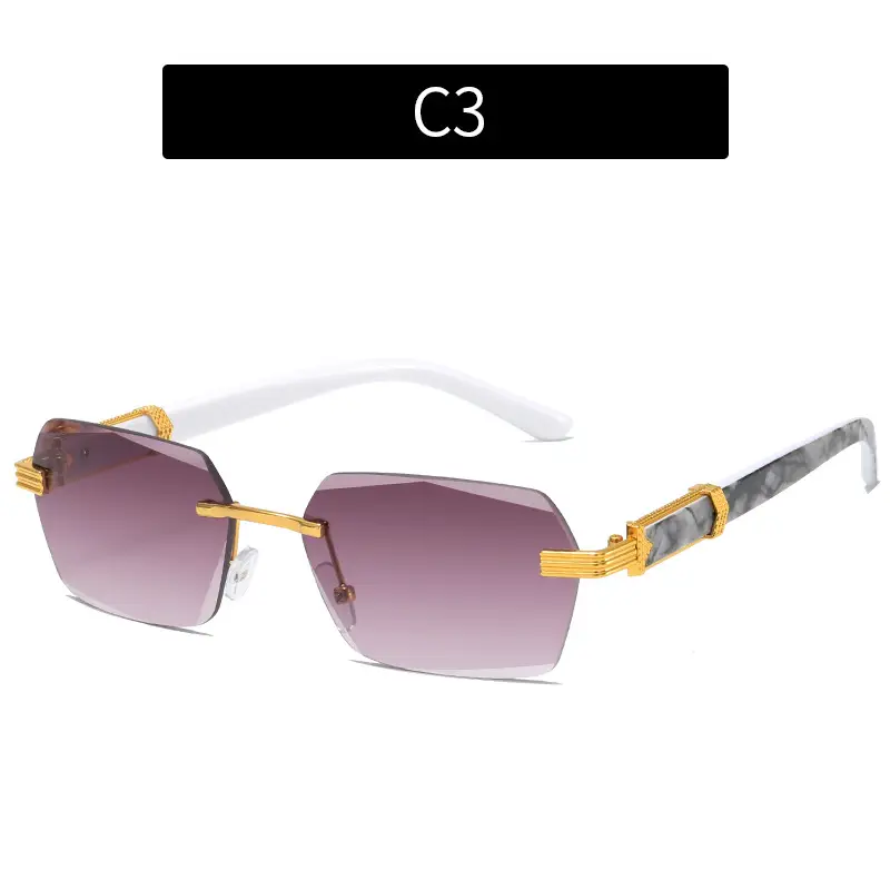 Korean Style Frameless Sunglasses Pink Gradient Marine Ins - Image 3