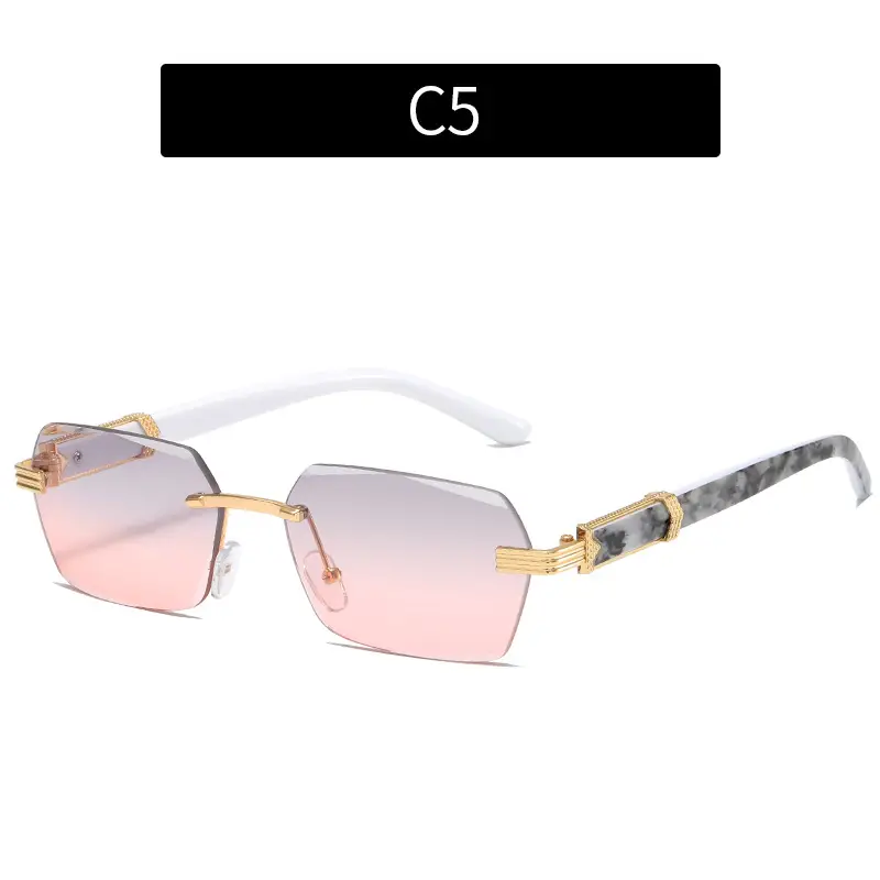 Korean Style Frameless Sunglasses Pink Gradient Marine Ins - Image 5