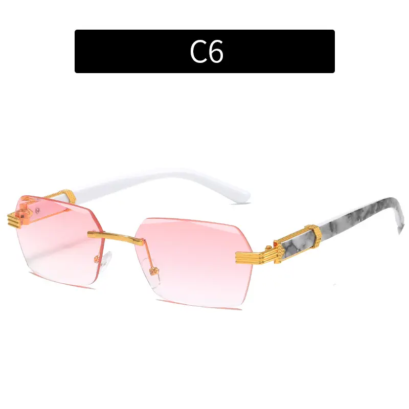 Korean Style Frameless Sunglasses Pink Gradient Marine Ins - Image 6