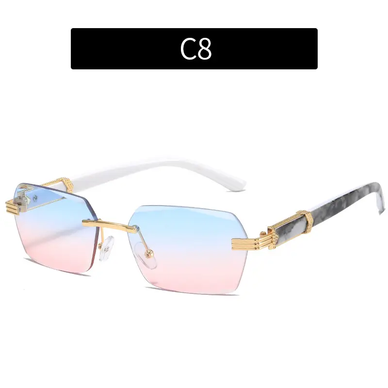 Korean Style Frameless Sunglasses Pink Gradient Marine Ins - Image 8