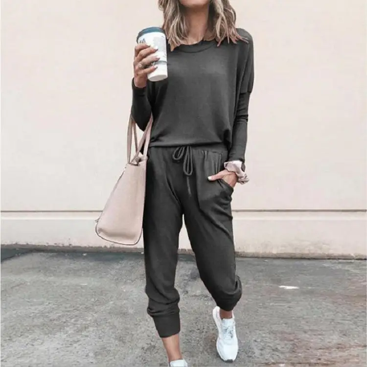 Women Grey 2-Piece Loose Casual Suit 2024 - Image 8