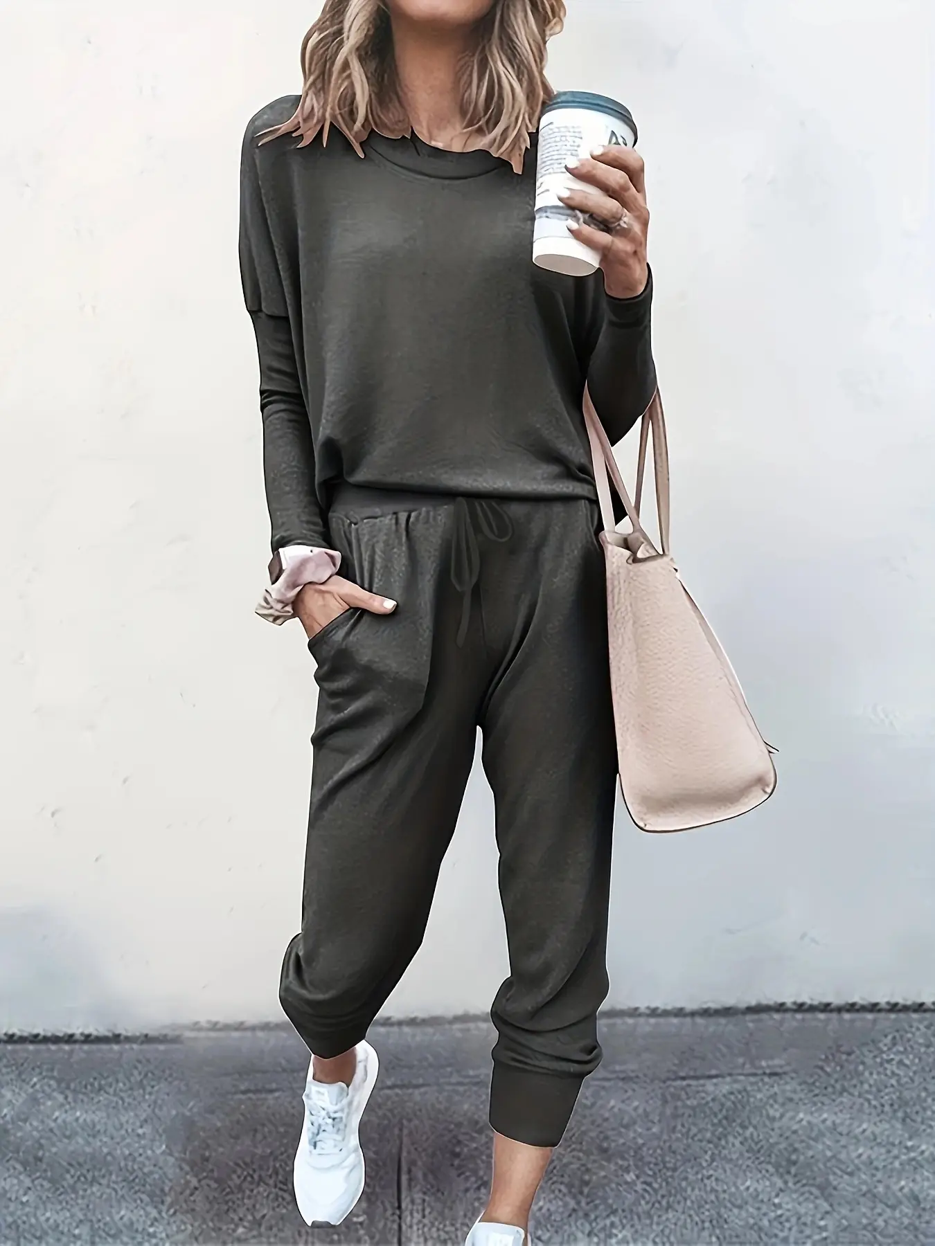 Women Grey 2-Piece Loose Casual Suit 2024 - Image 4