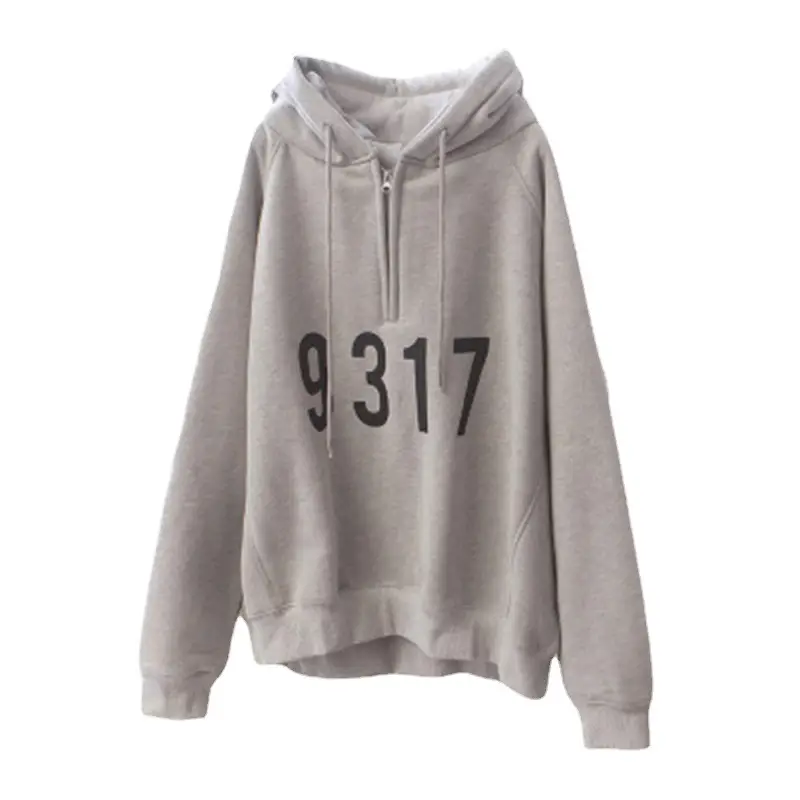 Women's Autumn and Winter 2026 New Korean Style Ins Harajuku Style Bf Loose Large Size Half-Zip Fleece-Lined Hooded Sweatshirt Jacket