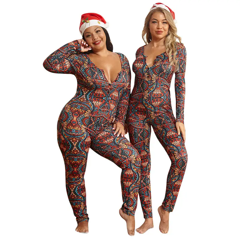 Christmas Christmas Women's Tight Stretch Knit Jumpsuit Set - Image 12