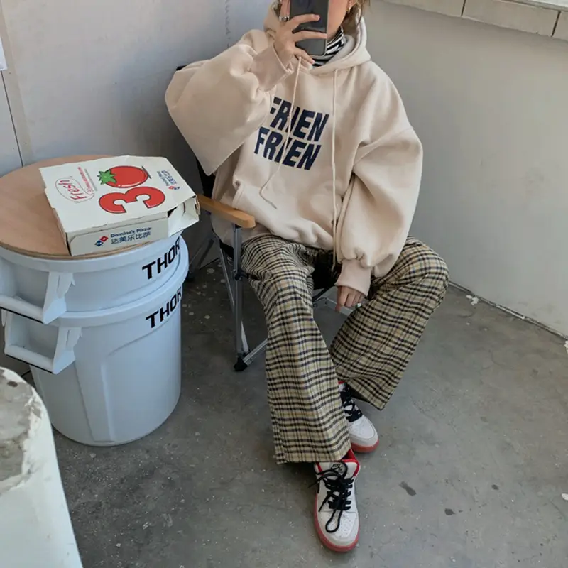 Fleece Hooded Sweatshirt Women New Winter Letter Print Loose Fit - Image 9