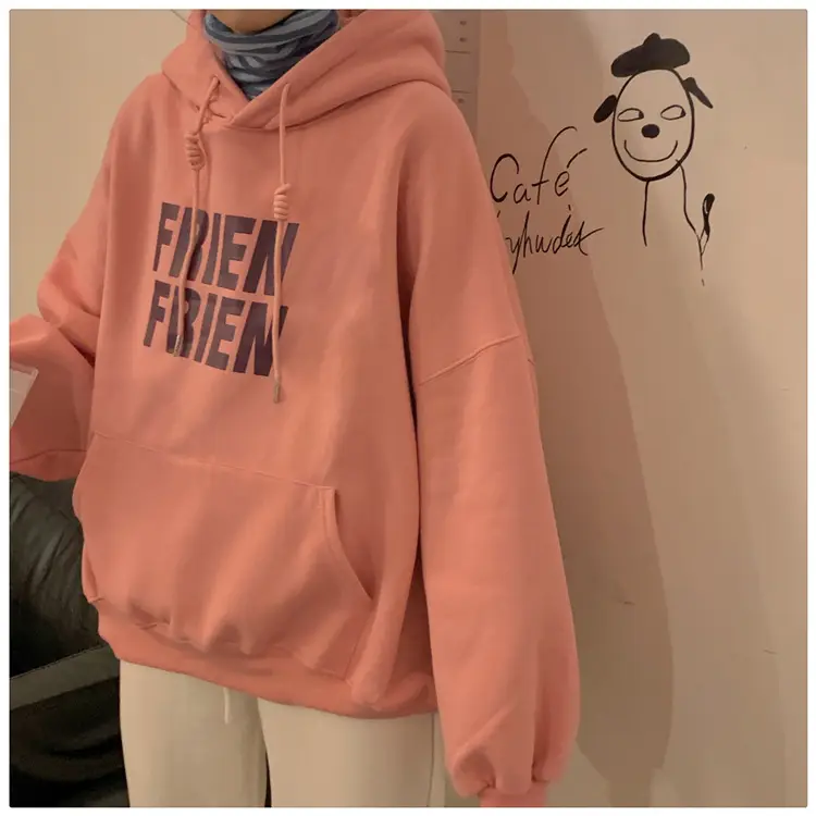 Fleece Hooded Sweatshirt Women New Winter Letter Print Loose Fit — feature 16