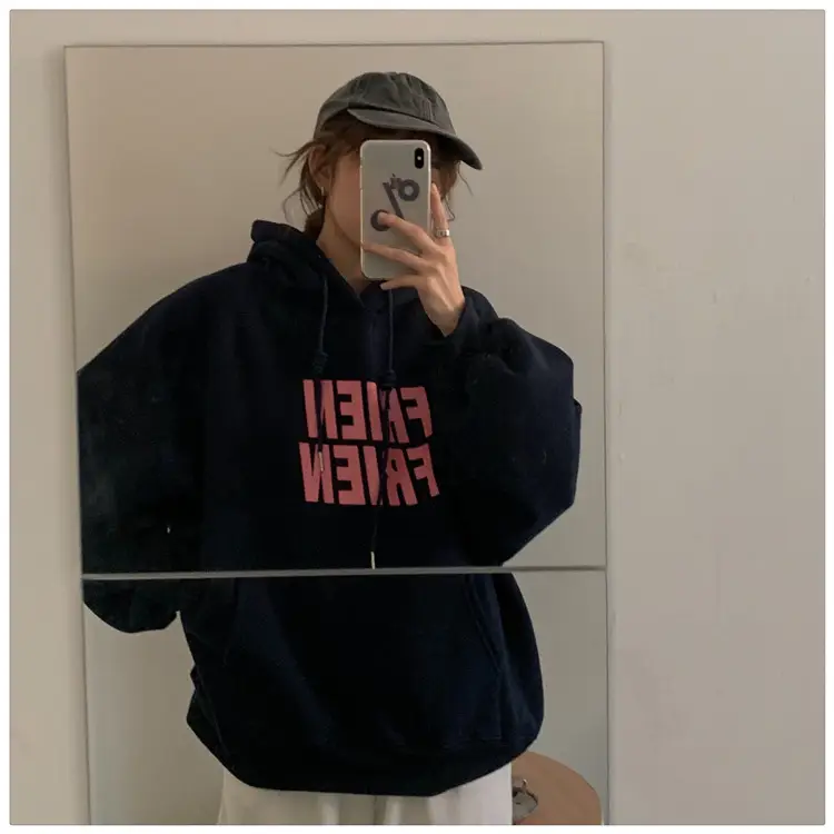 Fleece Hooded Sweatshirt Women New Winter Letter Print Loose Fit — feature 30