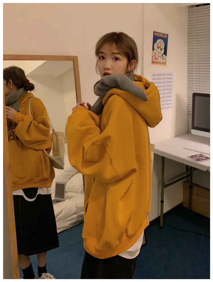 Fleece Hooded Sweatshirt Women New Winter Letter Print Loose Fit — feature 41