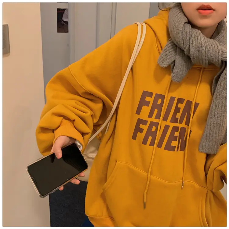 Fleece Hooded Sweatshirt Women New Winter Letter Print Loose Fit — feature 45