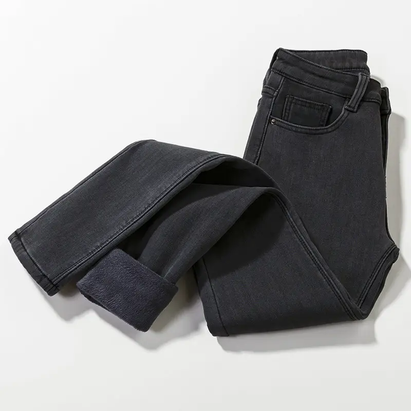 Fleece-lined Women's Jeans 2021 Winter Slim Fit - Image 7