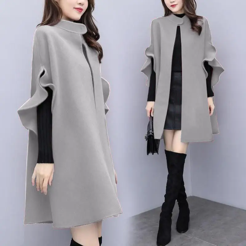 2024 Women Woolen Coat Grey Large Size Mid-Length — feature 13