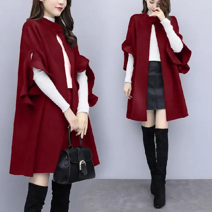 2024 Women Woolen Coat Grey Large Size Mid-Length - Image 5
