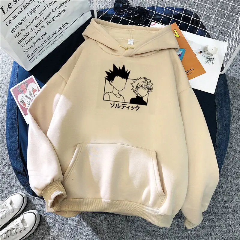Women Cartoon Printed Hoodie Beige Thick Warm Winter - Image 36