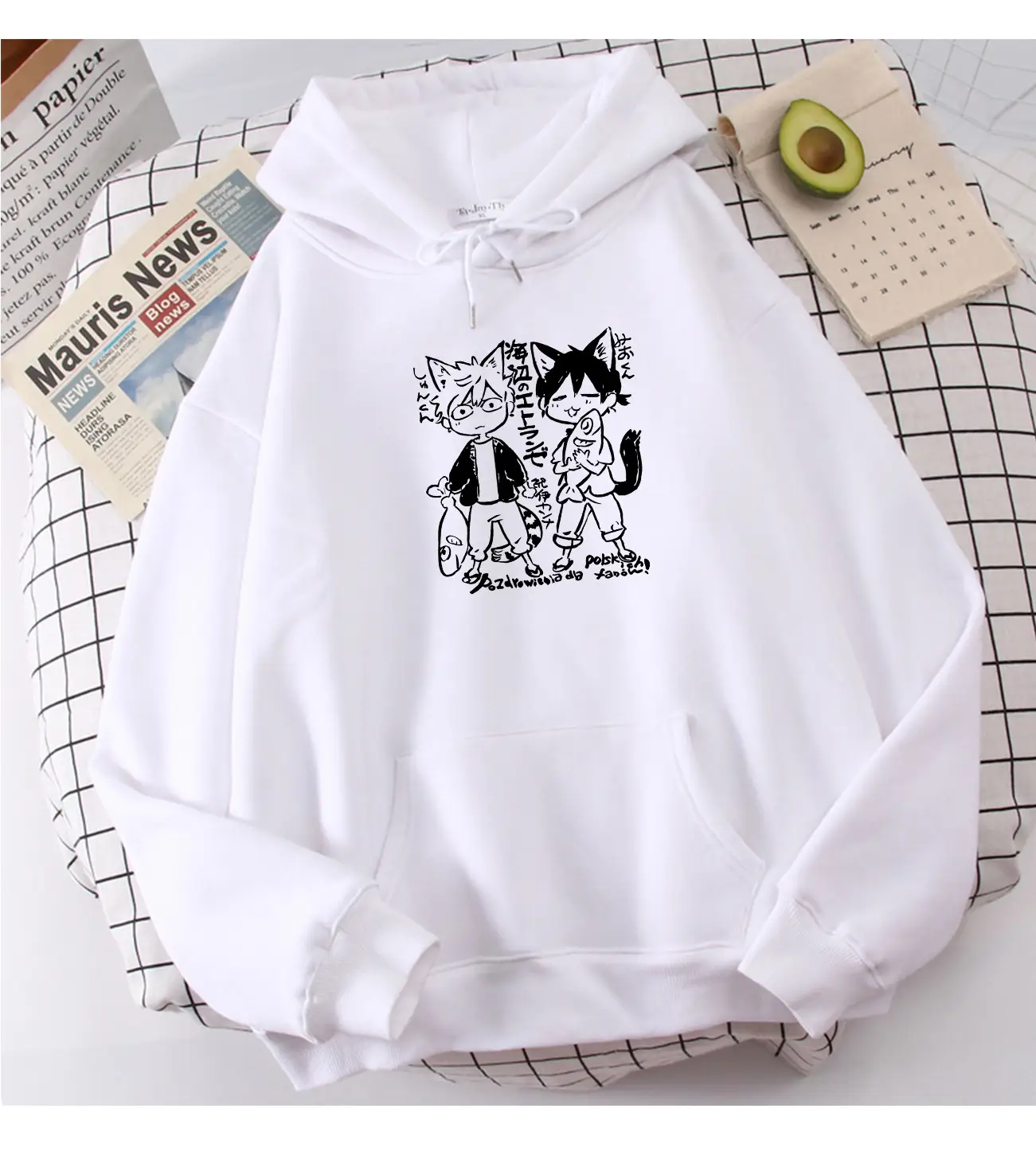 Women Cartoon Printed Hoodie Beige Thick Warm Winter - Image 31
