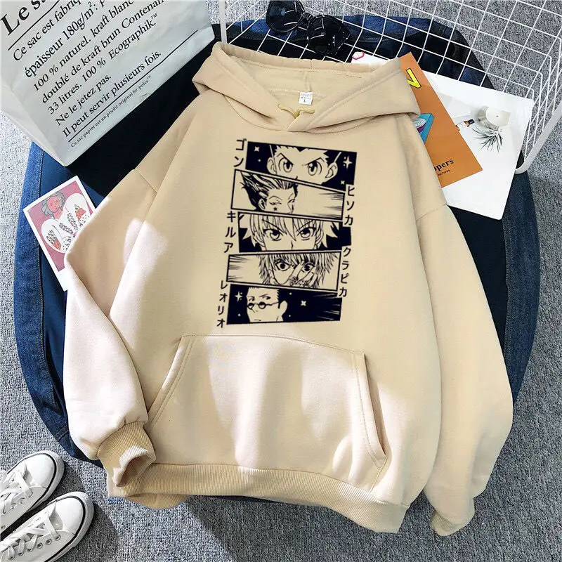 Women Cartoon Printed Hoodie Beige Thick Warm Winter - Image 7