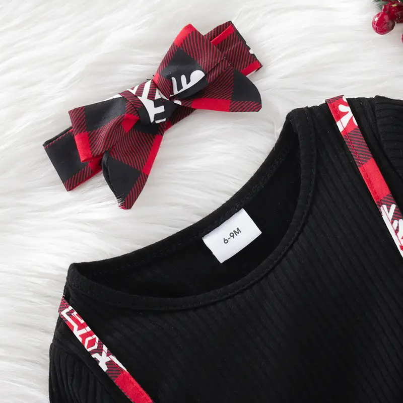 Girls Christmas Plaid Dress with Bow & Princess Skirt - Image 6