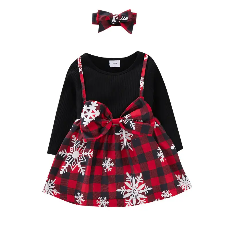 Girls Christmas Plaid Dress with Bow & Princess Skirt - Image 7