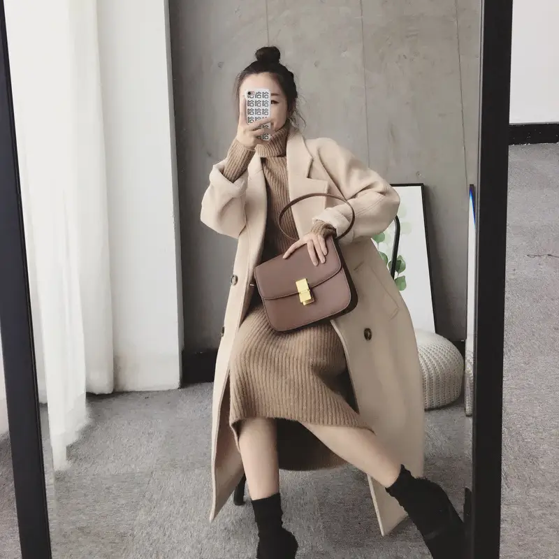 Women Korean Style Loose Black Sweater Turtleneck Dress - Image 8