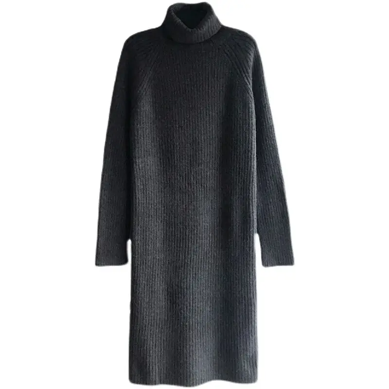 Women Korean Style Loose Black Sweater Turtleneck Dress - Image 9