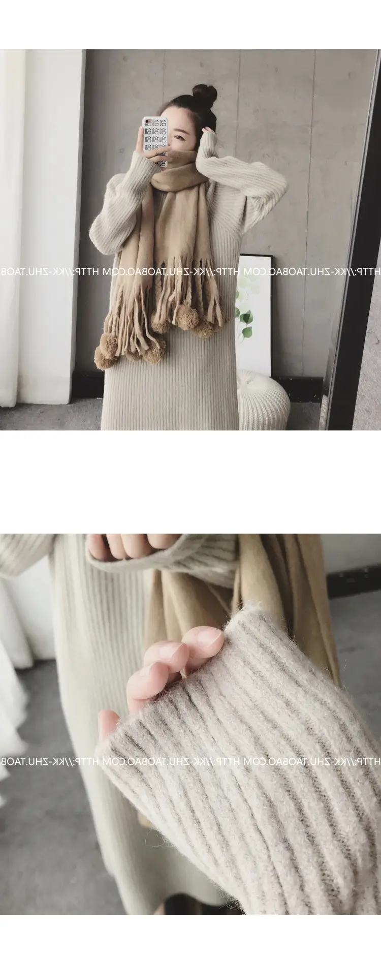 Women Korean Style Loose Black Sweater Turtleneck Dress — feature 4