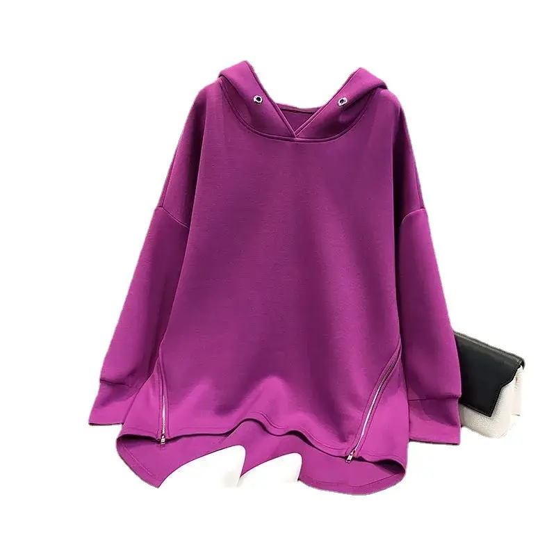 Pink Hooded Sweatshirt for Women Loose Fit Long Sleeve - Image 6