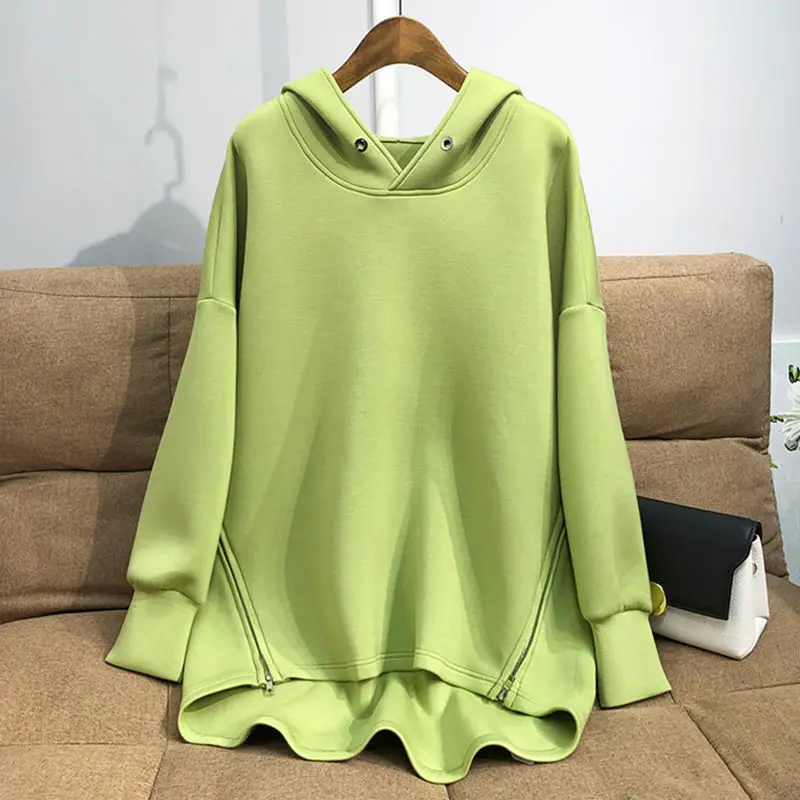 Pink Hooded Sweatshirt for Women Loose Fit Long Sleeve — feature 11