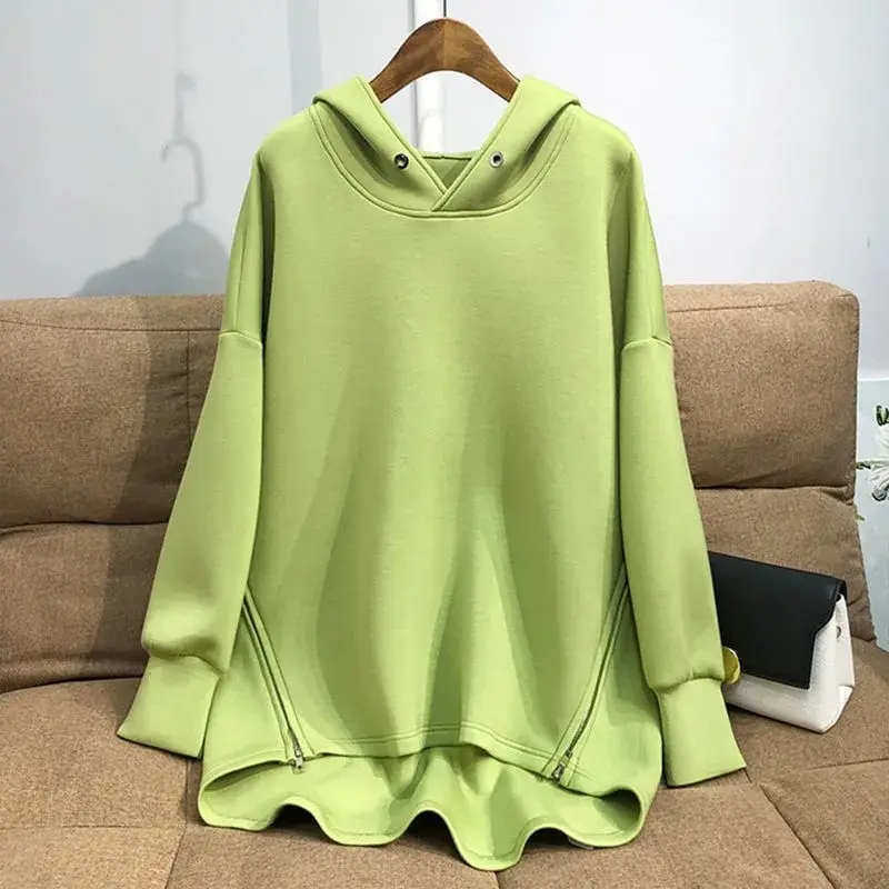Pink Hooded Sweatshirt for Women Loose Fit Long Sleeve — feature 5