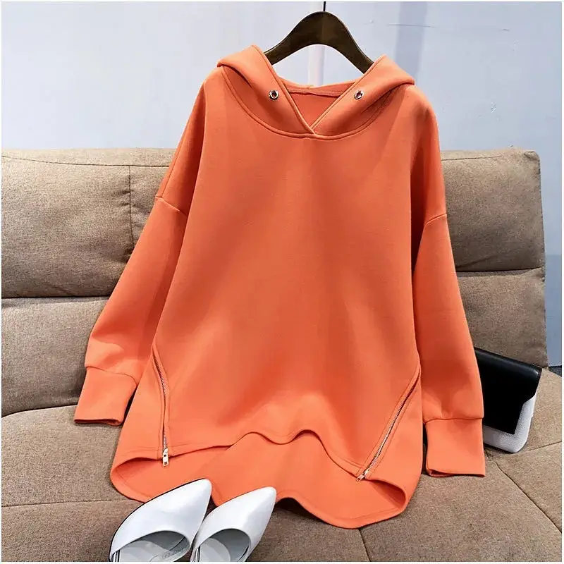 Pink Hooded Sweatshirt for Women Loose Fit Long Sleeve — feature 7