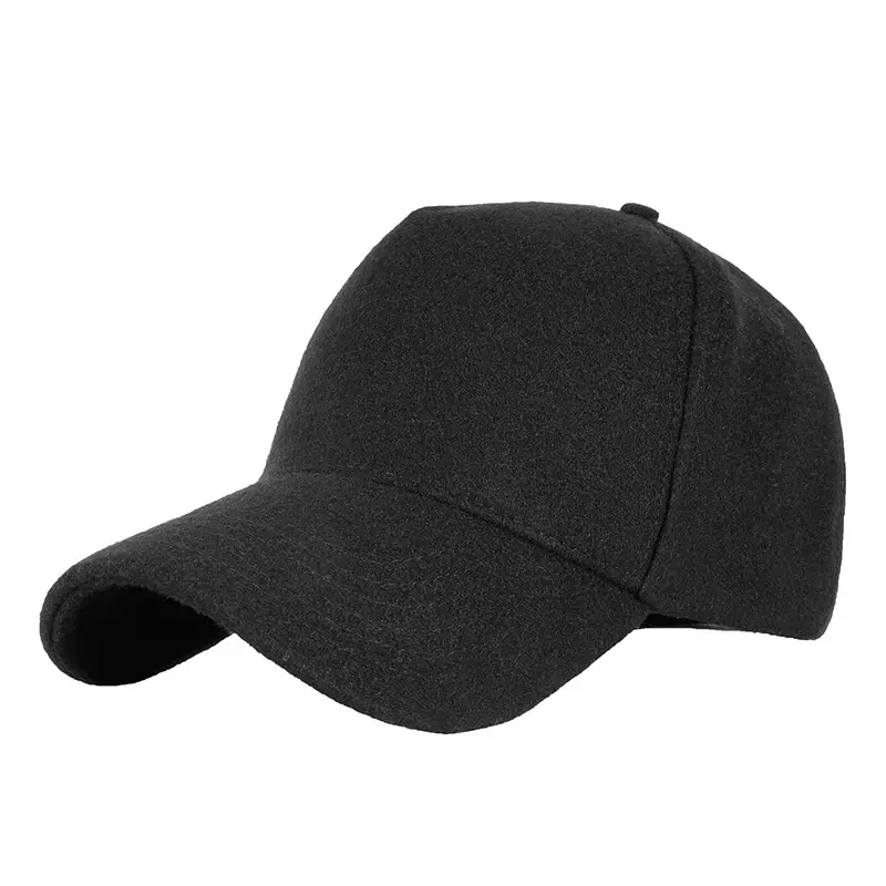 Men Wool Fleece Baseball Cap Grey Black Grey