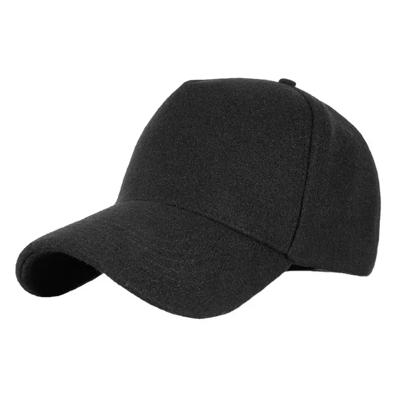 Men Wool Fleece Baseball Cap Grey Black Grey