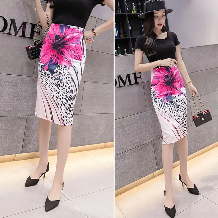 Women's Floral Crop Capri Skirt with White Heels — feature 2