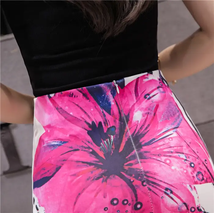 Women's Floral Crop Capri Skirt with White Heels — feature 4
