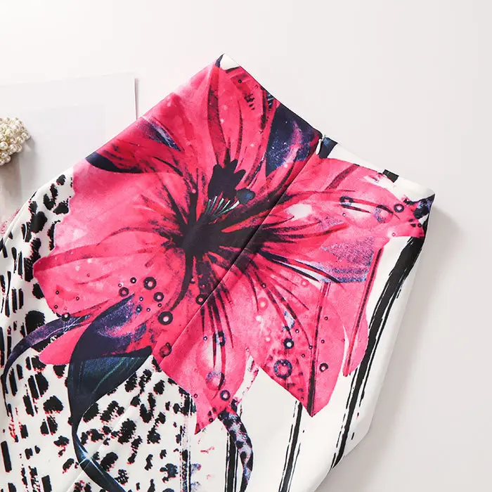 Women's Floral Crop Capri Skirt with White Heels — feature 5