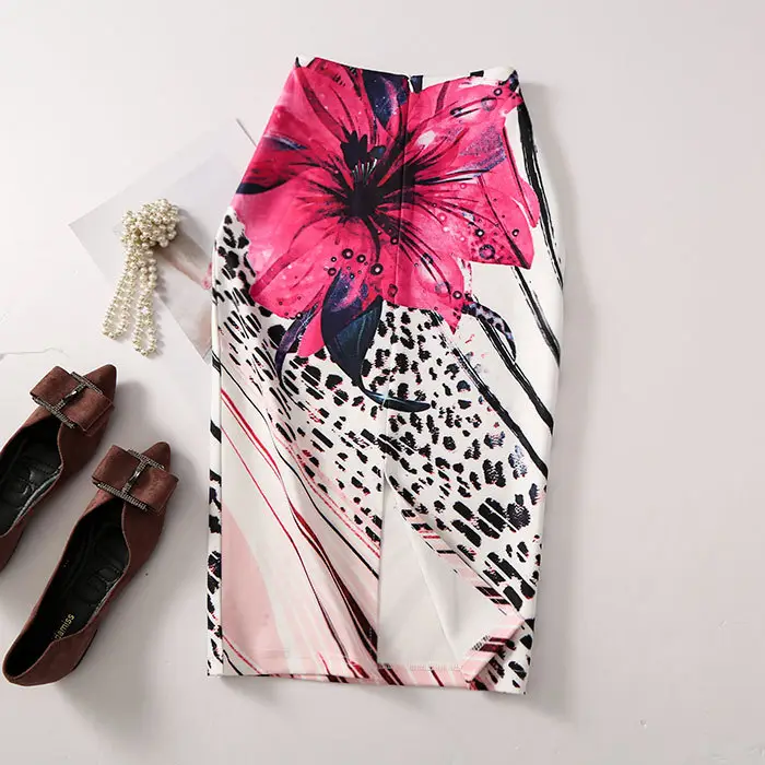 Women's Floral Crop Capri Skirt with White Heels — feature 6