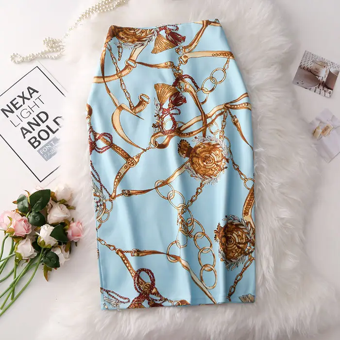 Women's Digital Printed Pencil Skirt with Bird Design - Image 5