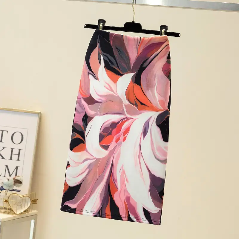 Black Gold Printed Pencil Skirt for Women — feature 17
