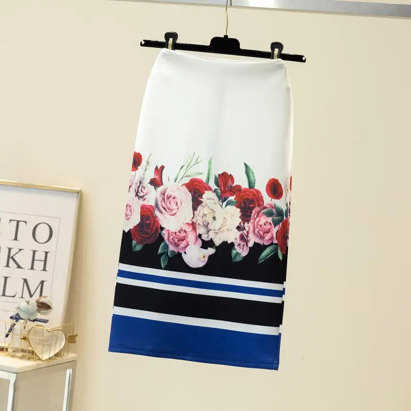 Black Gold Printed Pencil Skirt for Women — feature 19