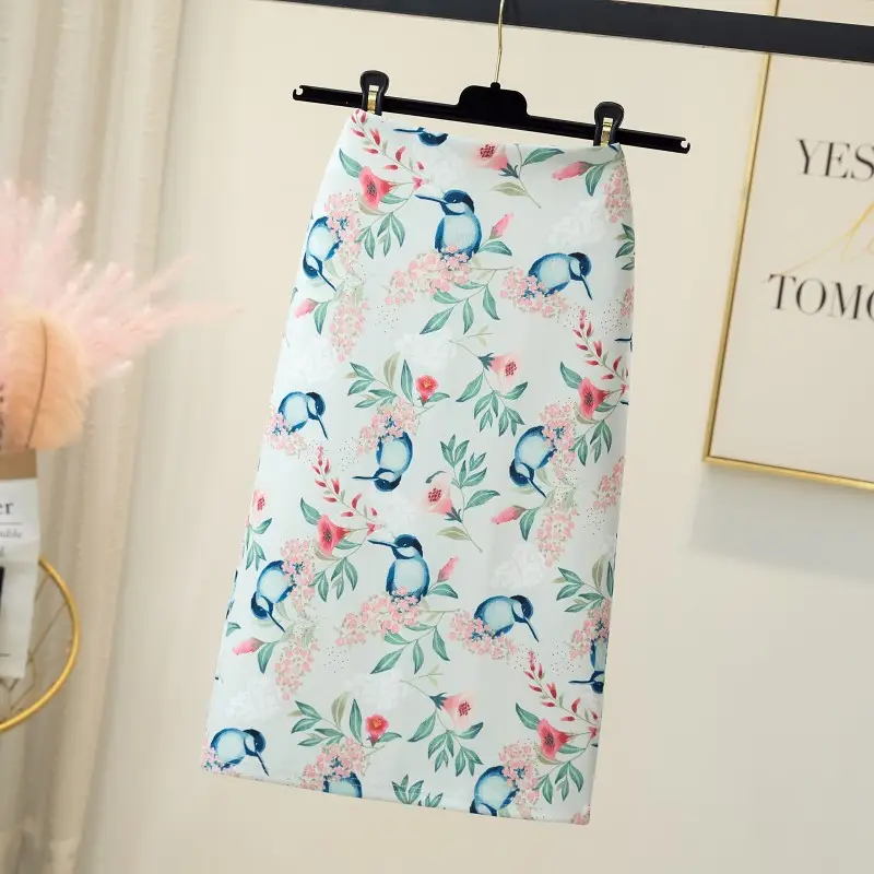 Black Gold Printed Pencil Skirt for Women - Image 13